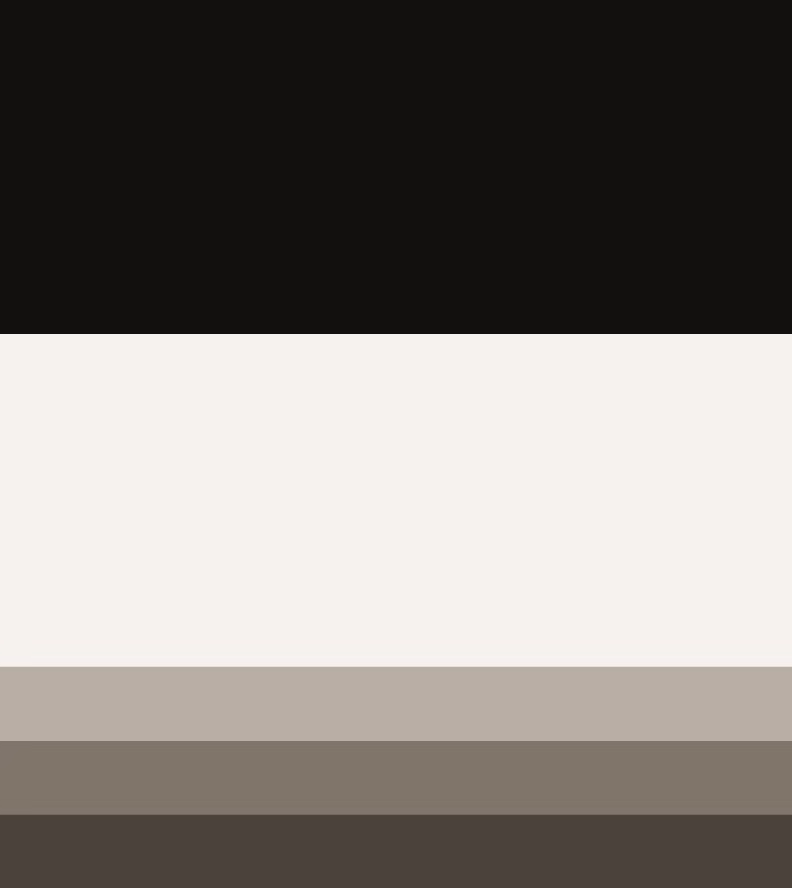 The colour palette: black, off-white and three warm greys