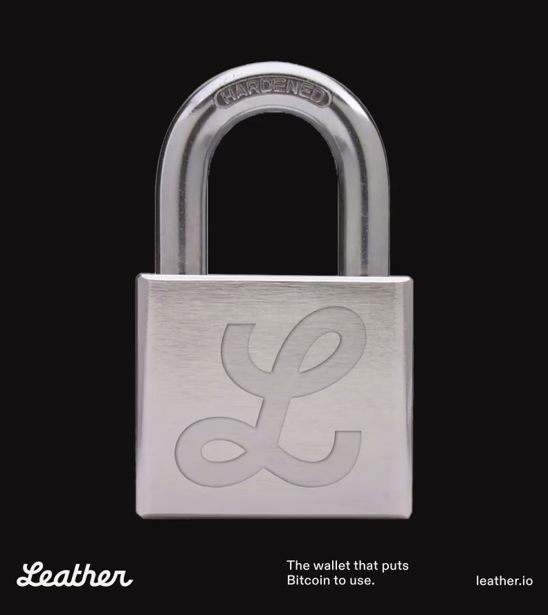 A steel padlock engraved with the L monogram